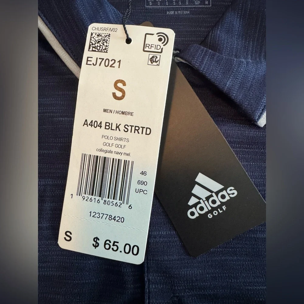 Adidas Men’s Navy and Light Gray Colorblock Golf Polo